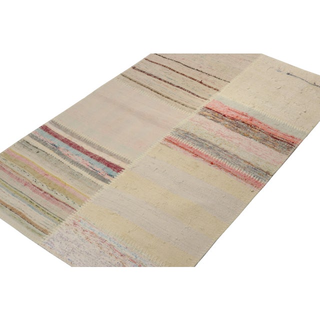 Rug & Kilim Rug & Kilim’s Patchwork Kilim Rug in Polychromatic Stripes For Sale - Image 4 of 7