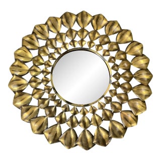 1970s Mid-Century Brutalist Boho Chic Starburst Wall Mirror. For Sale