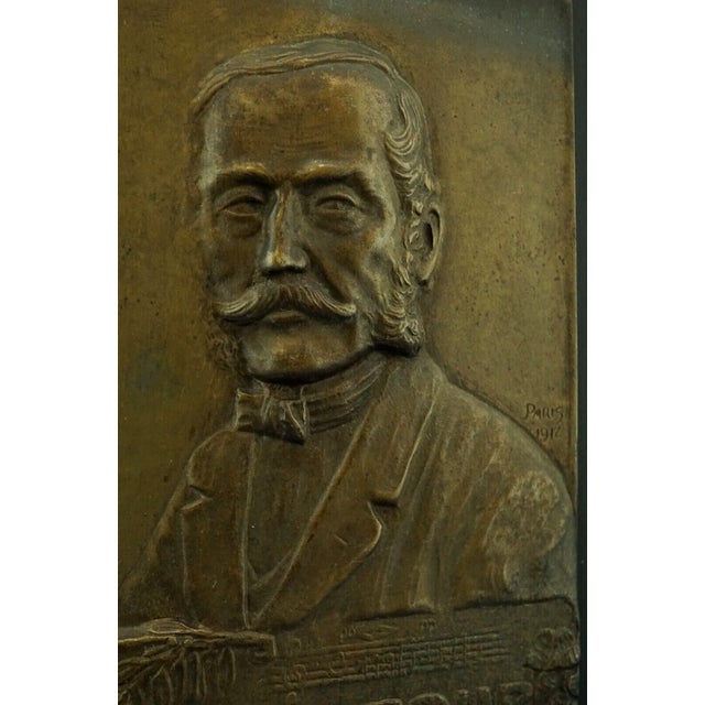 Black 20th Century Bronze Plaque Portrait of František Škroup by Antonín Popp, Paris, 1912 For Sale - Image 8 of 18