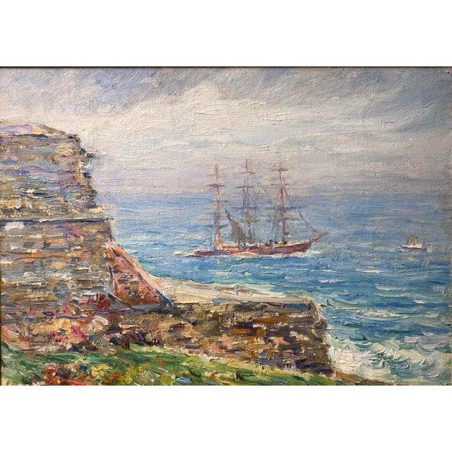 Reynolds Beal (1866-1951) American A beautiful Post-Impressionist painting of the Schooner Mountie leaving San Juan...