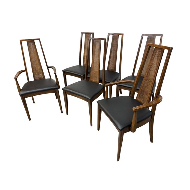 Mid-Century Modern Mid-Century Modern Walnut Cane Back Dining Chairs - Set of 6 For Sale - Image 3 of 9