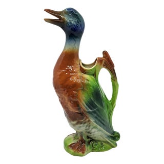 Art Nouveau Style Duck Pitcher from Saint Clément, France, 1950s For Sale