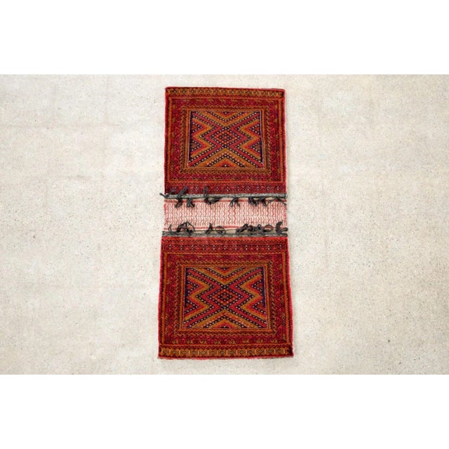 Tribal Vintage Red Wool Afghan Baluchistan Tribal Saddlebag For Sale - Image 3 of 11