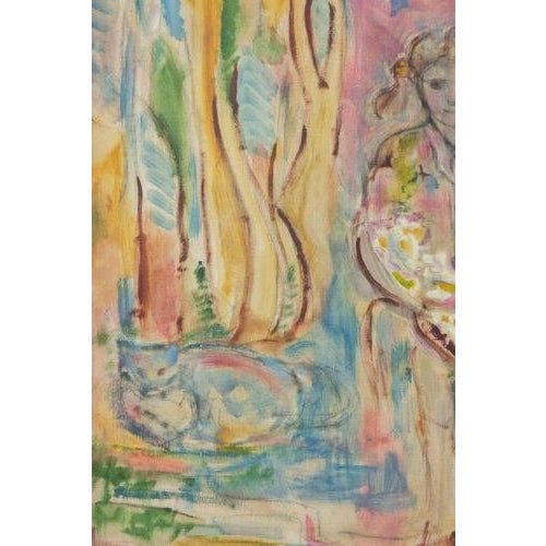 Modern Sirio Pellegrini, Girl, Oil Painting, 1976 For Sale - Image 3 of 6