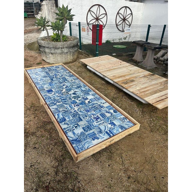 Blue 18th Century Portuguese Table Top Panel For Sale - Image 8 of 10