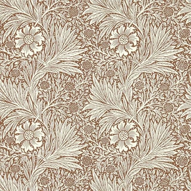Morris & Co Marigold Wallpaper in Chocolate/Cream For Sale