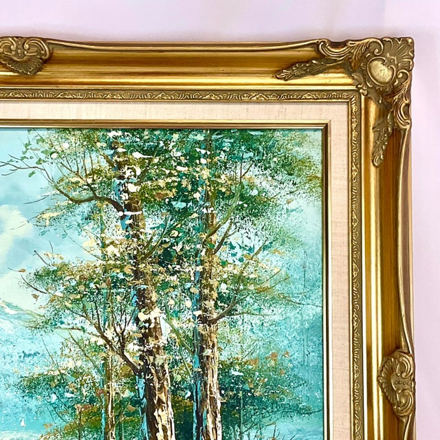 1982 Vintage Impressionist Original Oil Painting, Snowy Winter Creek Landscape, Framed. For Sale - Image 6 of 11