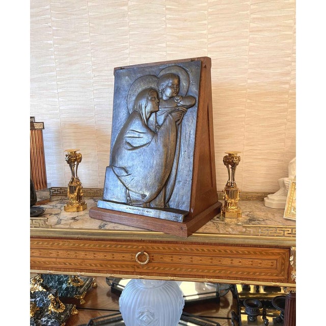 Georges Mathey, Large Bas Relief, 1912, Bronze & Oak For Sale - Image 5 of 15