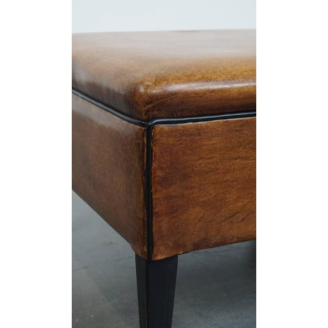 Black Square Sheepskin Ottoman with Black Piping For Sale - Image 8 of 10