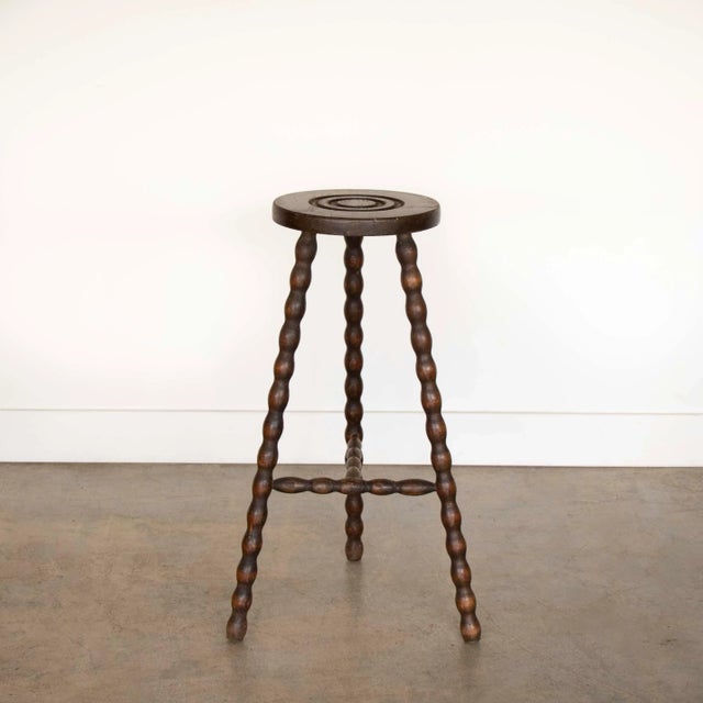 French 1950s Tall French Wood Tripod Stool For Sale - Image 3 of 8