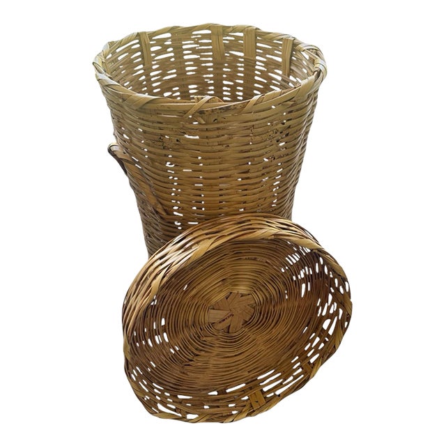 Vintage Lidded Basket For Sale