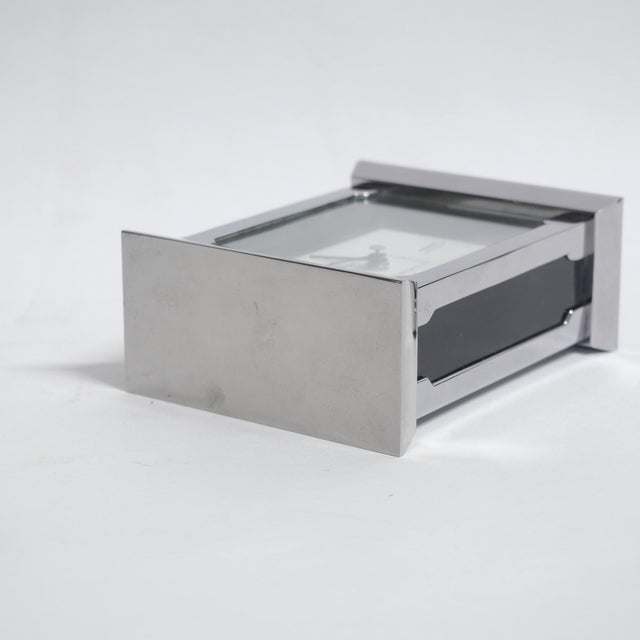 Vintage Movado Solid Stainless Steel German Movement Desk Clock For Sale - Image 4 of 7