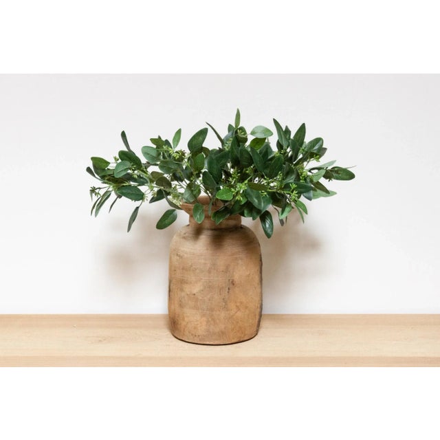 This charming antique carved wood pot was crafted from teak and originally used in Village kitchens in North India to...