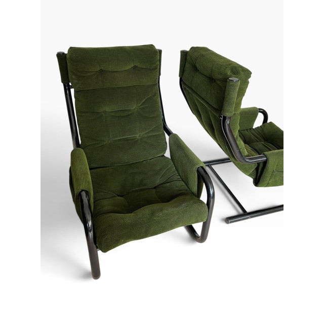 Metal Holy Chenille Armchairs by Diego Mattu for 1P (Uno Pi), 1970, Italy, Set of 2 For Sale - Image 7 of 14