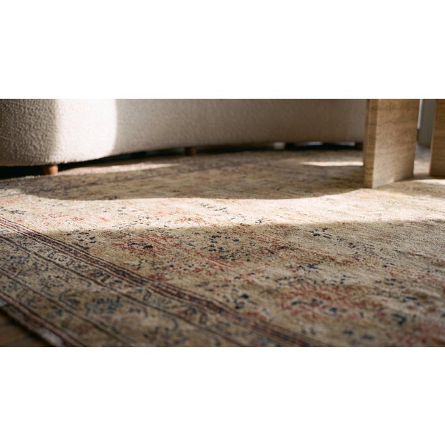 Delicate Ivory Background & Gray Color With Allover-Geometric Design Antique Persian Tabriz Rug For Sale - Image 14 of 15