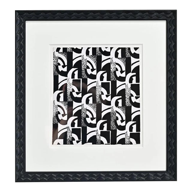 English Art Deco Handmade Wallpaper Sample, Framed For Sale