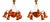 Art Nouveau Chandeliers in Bronze and Orange Glass Paste, 1950s, Set of 2 For Sale