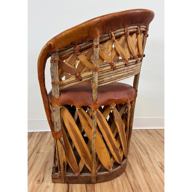 Mid 20th Century Vintage Mexican Cedar Wood and Leather Equipale Chair For Sale - Image 5 of 10