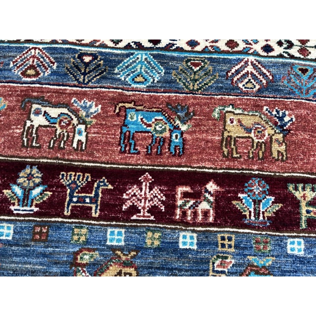 Contemporary Afghan Tribal Pictorial Gabbeh Wool Runner Rug For Sale - Image 10 of 12