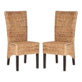 Melanie 18''H Rattan Side Chair in Natural & Dark Brown - a Pair For Sale