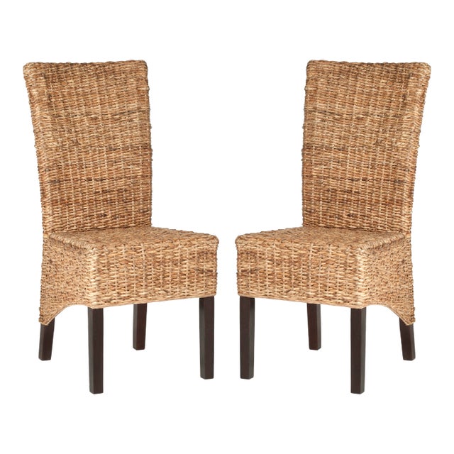 Melanie 18''H Rattan Side Chair in Natural & Dark Brown - a Pair For Sale