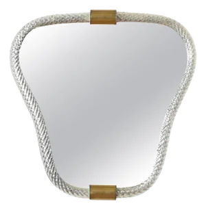 Mirror in Blown Murano Glass and Brass from Barovier, Italy, 1940s