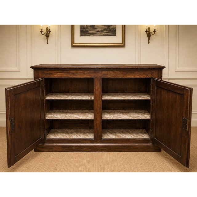 Regency Low Sideboard with Plinth in Oak Herringbone Top For Sale - Image 6 of 9