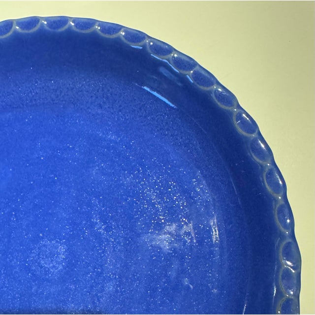 Vintage Bybee Pottery Cobalt Blue Ruffled Pie Plate - 9.5" Unused For Sale In Lexington, KY - Image 6 of 11