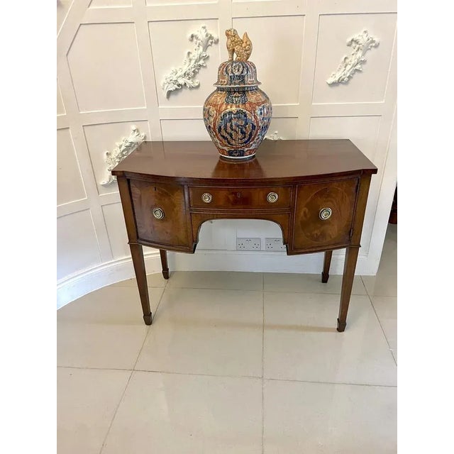 Small Victorian Mahogany Bow Fronted Sideboard, 1880s For Sale - Image 6 of 8
