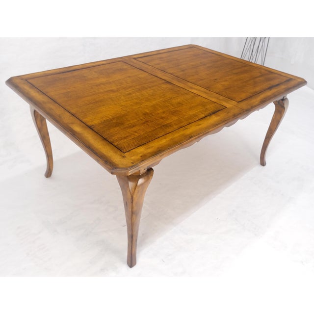 French Provincial Chestnut and Cherry Country French Cabriole Leg 2x18" Leaves Dining Table MINT For Sale - Image 3 of 12