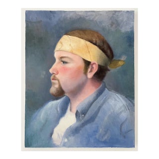 Vintage Oil on Canvas Portrait Painting of a Male For Sale