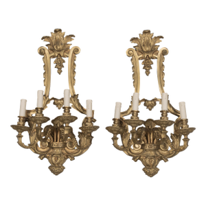 Pair of Italian Cast Bronze Wall Sconces
