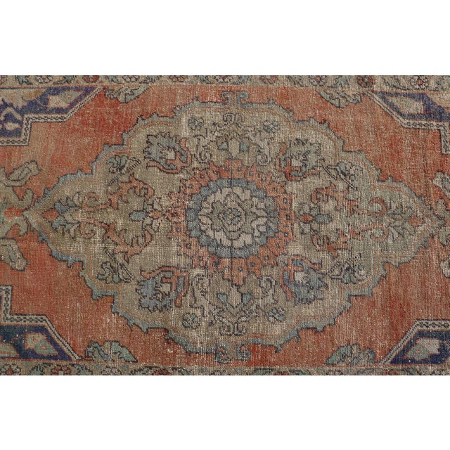 Vintage Turkish Oushak Rug With Soft Orange Field With Medallion For Sale - Image 4 of 11