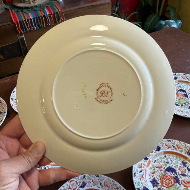 Mid 20th Century Set of 12 Vintage Imari Chinoiserie Luncheon Plates, Burleigh Ware, England, 9" For Sale - Image 5 of 18