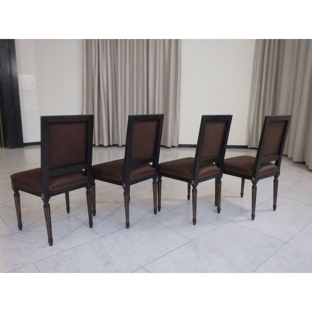 Traditional Black and Golden Dining Chairs, 1990, Set of 4 For Sale - Image 3 of 14