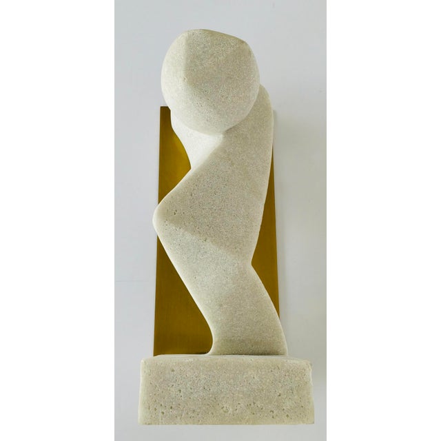 Modern Arteriors Modern Ricestone and Brass Zane Sculpture For Sale - Image 3 of 5