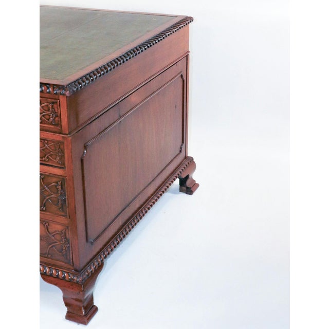 Brown Late 19th Century English Chippendale Style Mahogany Partners Desk For Sale - Image 8 of 12