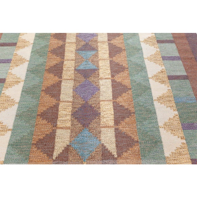 Doris Leslie Blau Vintage Swedish Flat Weave Rug Signed with Initials 'IV' For Sale - Image 4 of 9