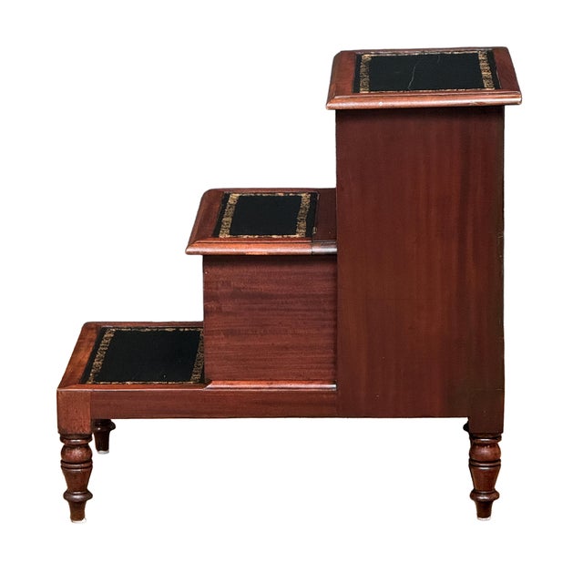 Early 19th Century Library Stair Steps of Mahogany and Leather in the Regency Style From England For Sale - Image 5 of 9