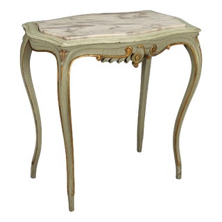 Antique Coffee Table in Lacquered Wood with Marble Top, Italy, 20th Century For Sale