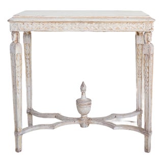 18th C. Swedish Console Table With Intricate Hand Carving Detail For Sale