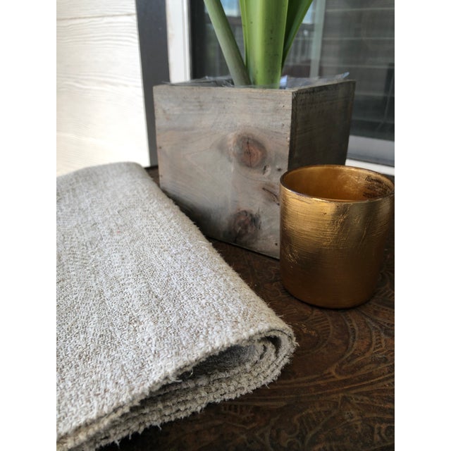 Antique Heavy Linen Kitchen Cloth in Dark Oatmeal Color. For Sale - Image 4 of 4