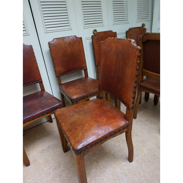Antique Dutch Art Deco Leather Dining Chairs, 1920s, Set of 6 For Sale - Image 12 of 18