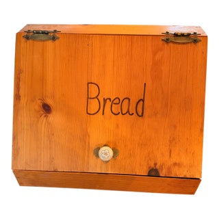 Vintage Mid-Century Large Wooden Bread Box For Sale