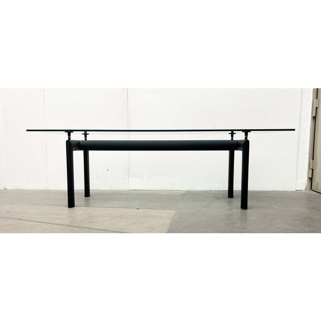 Bauhaus Italian Model LC6 Metal and Glass Dining or Office Table by Le Corbusier, Pierre Jeanneret, Charlotte Perriand for Cassina For Sale - Image 3 of 18