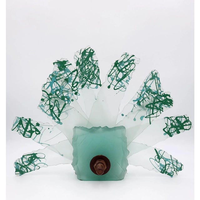 Teal "Rusted Bolt Series" Glass Sculpture, Circa 1984 For Sale - Image 8 of 10