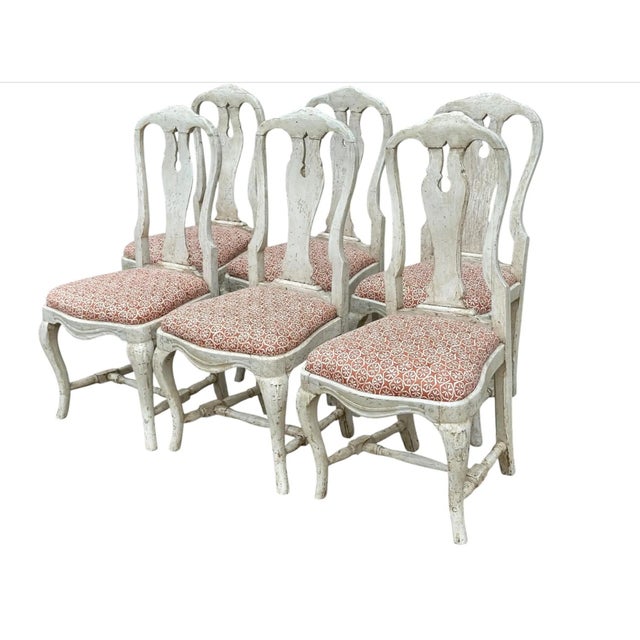 18th Century Set of Only 2 Antique 18 C Gustavian Dining Chairs W Carolina Irving Andaluz Linen Fabric For Sale - Image 5 of 7