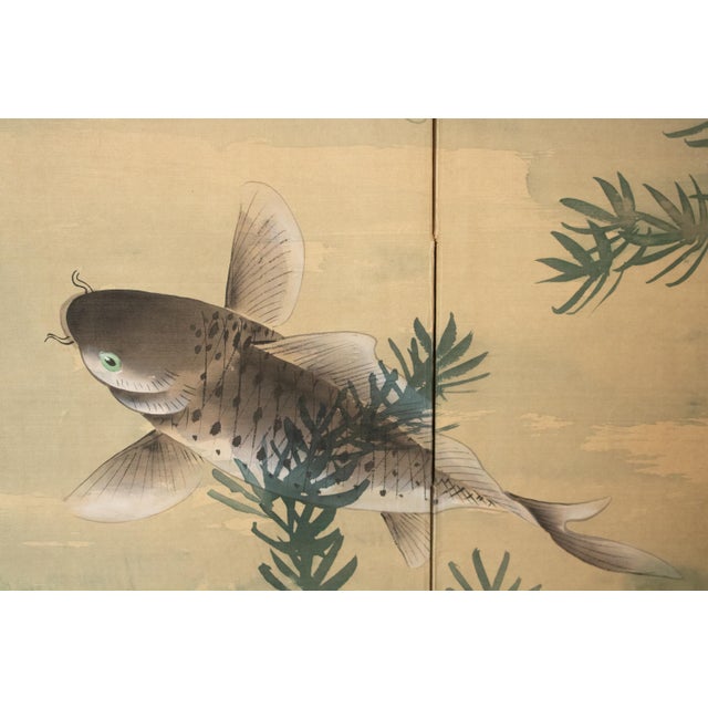 1970s Chinese Painted Screen "Carps" For Sale - Image 4 of 18