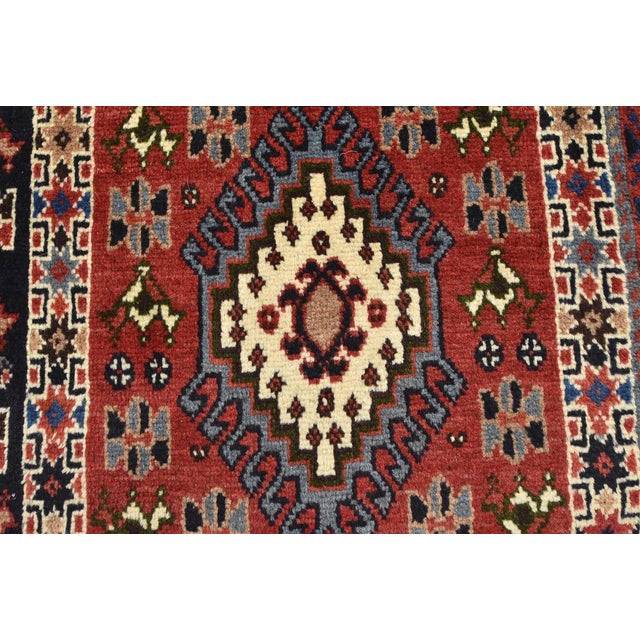 Yalameh Rug 3'4'' X 4'11'' Multicolor Wool Vintage Tribal Hand-Knotted Carpet For Sale - Image 9 of 13