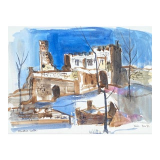 1991 Fred Atkinson Prudhoe Castle English Watercolor For Sale